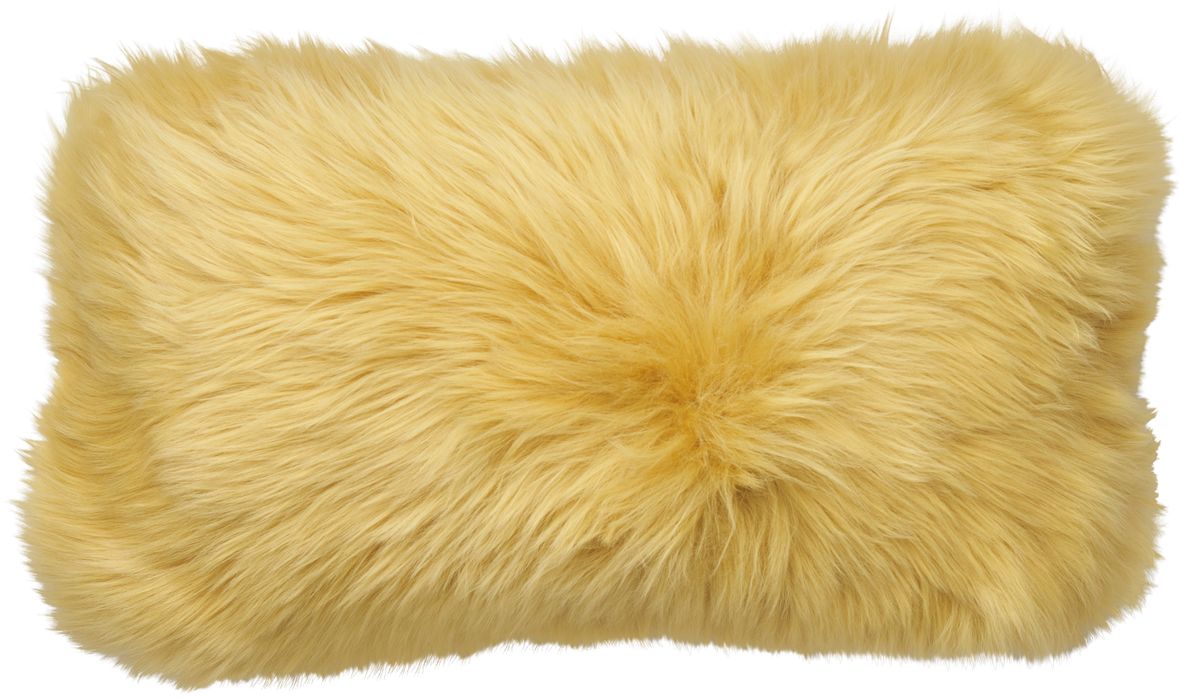 Long-Wool Sheepskin Cushion | Doublesided | New Zealand | 10x20 in Coral Yellow