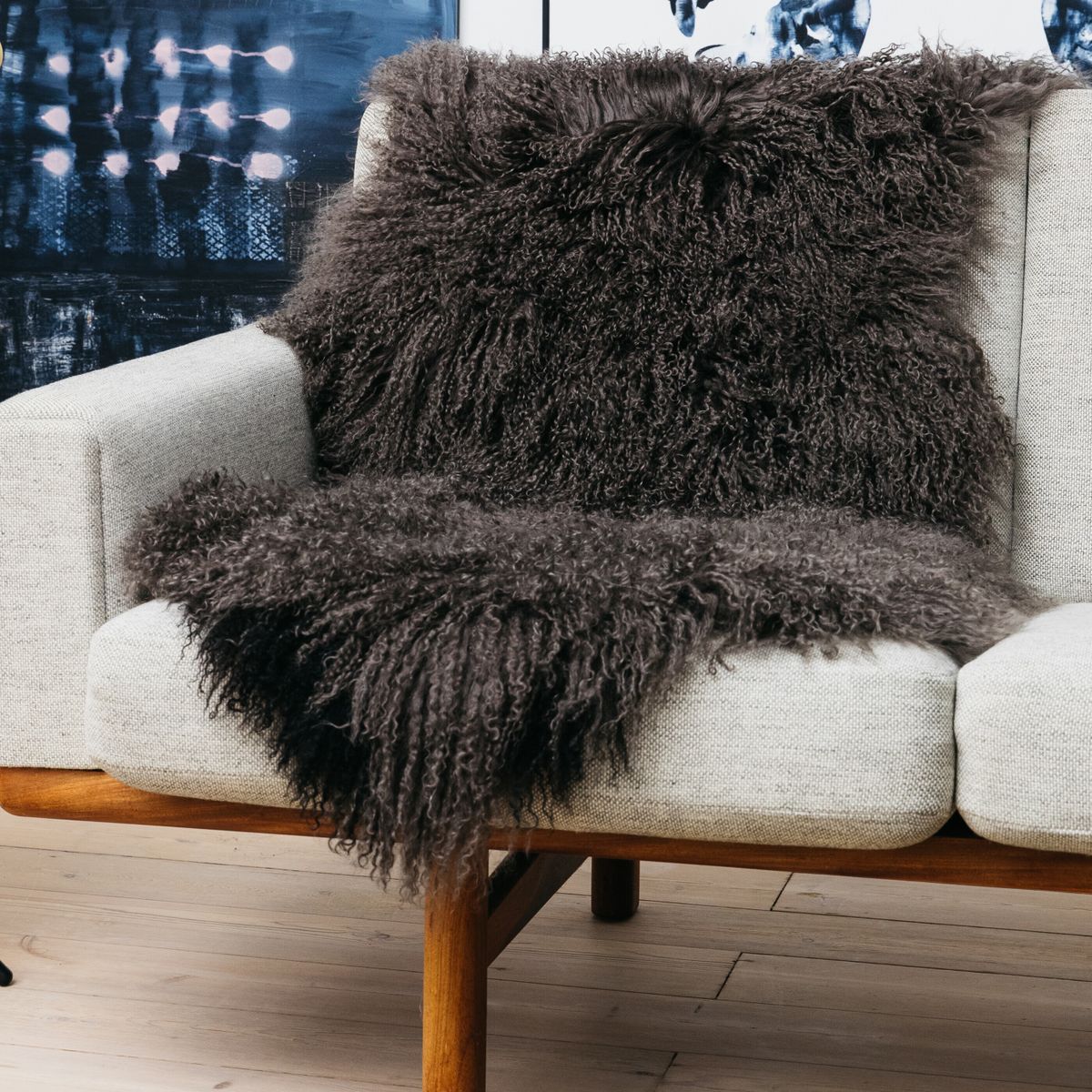 Tibetan Sheepskin | Curly | 33x20 in Arctic Sunrise