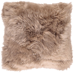 Long-Wool Sheepskin Cushion | 20x20 in Taupe