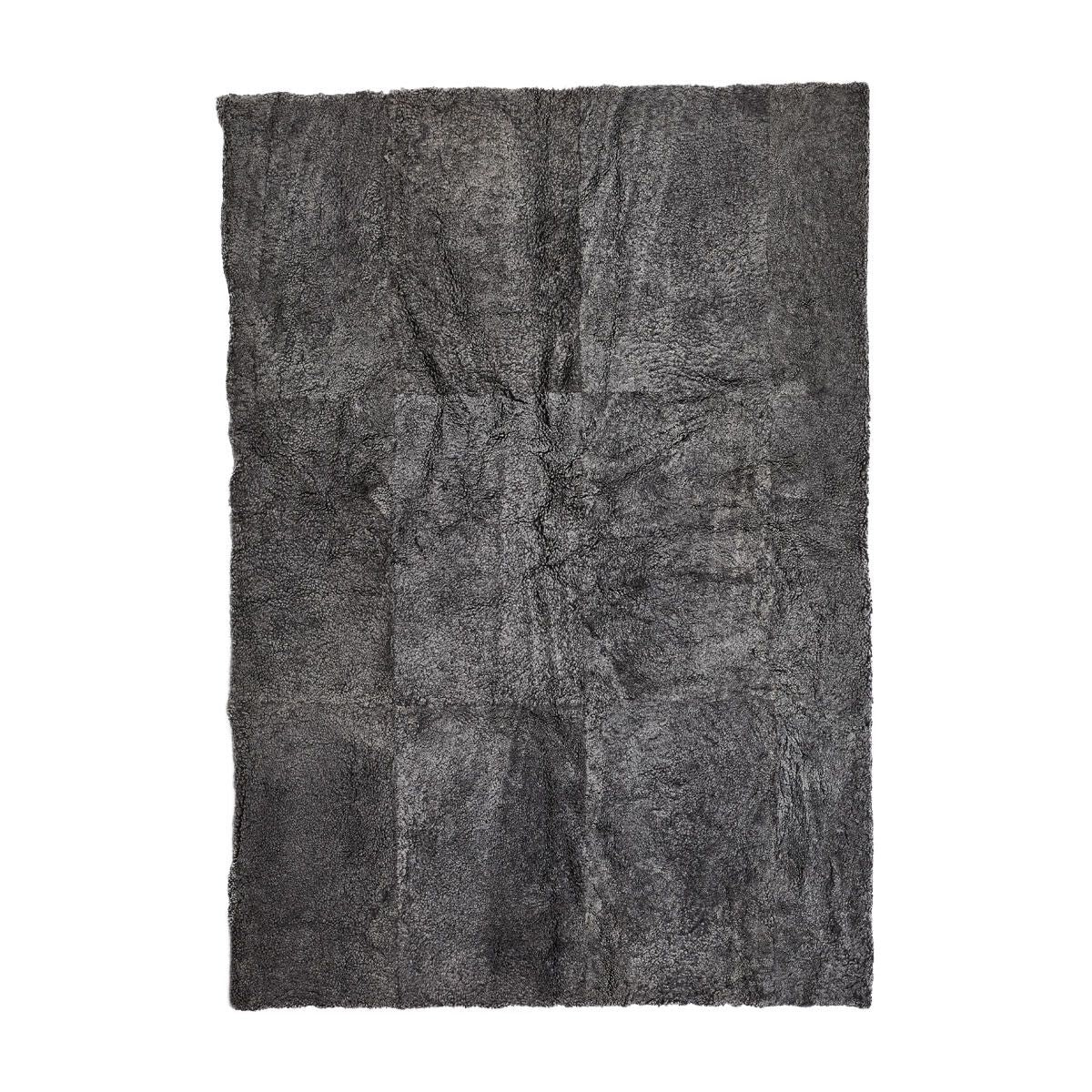 Sample Short Wool Sheepskin Design Rug 32x42 cm Graphite