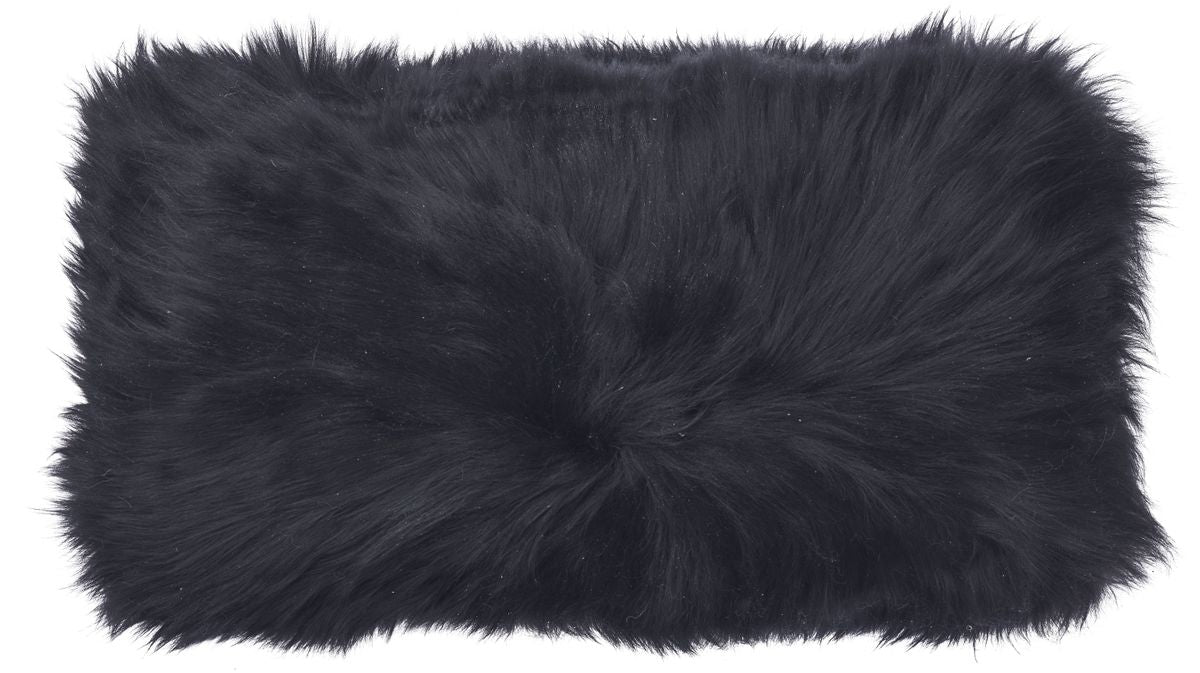 Long-Wool Sheepskin Cushion | Doublesided | New Zealand | 10x20 in Black