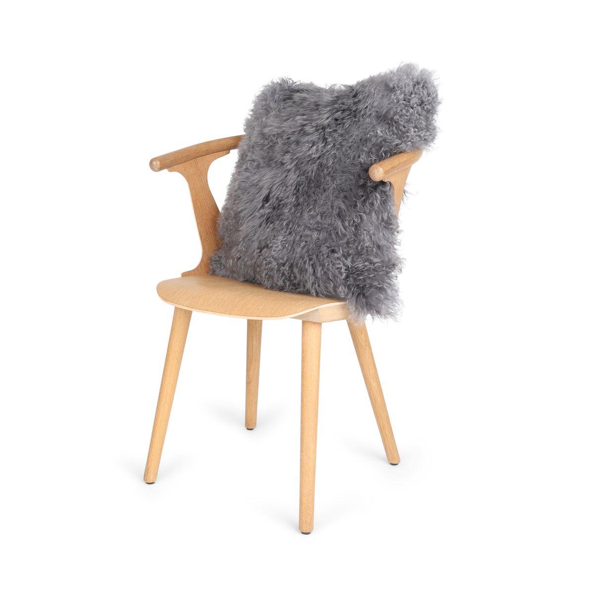 Sheepskin Cushion | Tibet | 20x20 in Steel