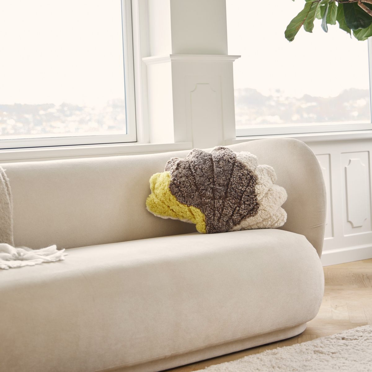 Shell Cushion Pattern | 35x50 cm | 42x58 cm | 75x54 cm Yellow/Taupe/Pearl