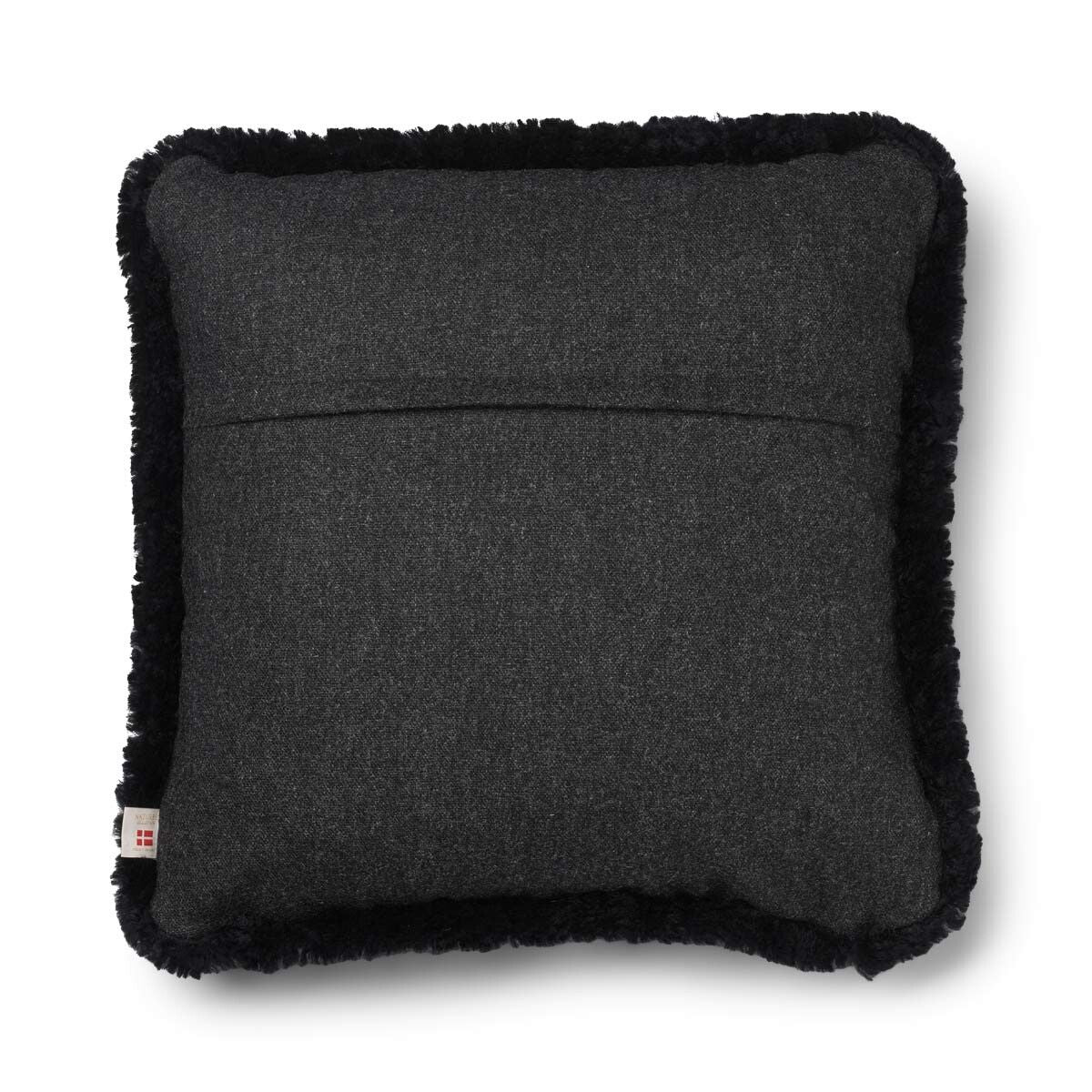 Short-Wool Sheepskin Cushion | SW trim | 20x20 in Charcoal/Black