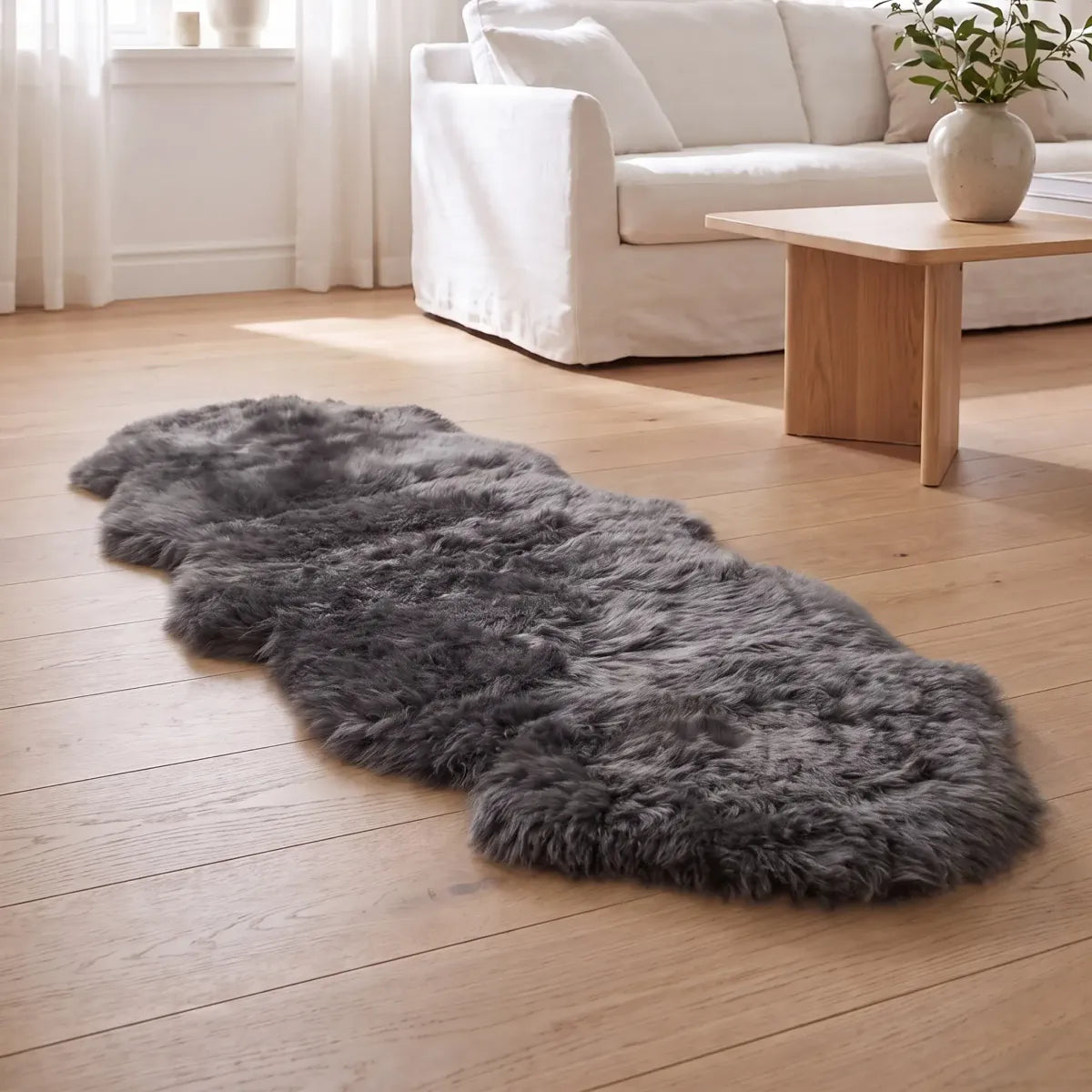 Merino Double Sheepskin | Long Wool | 67x24 in Steel