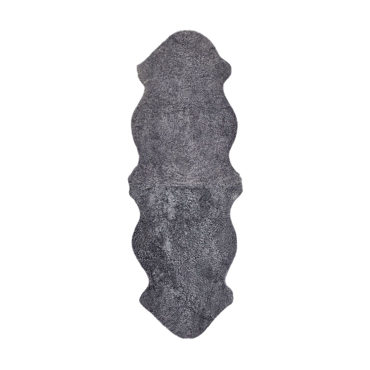 New Zealand Sheepskin | Short Curly Wool | Rug 71x24 in Light Grey Snow Top