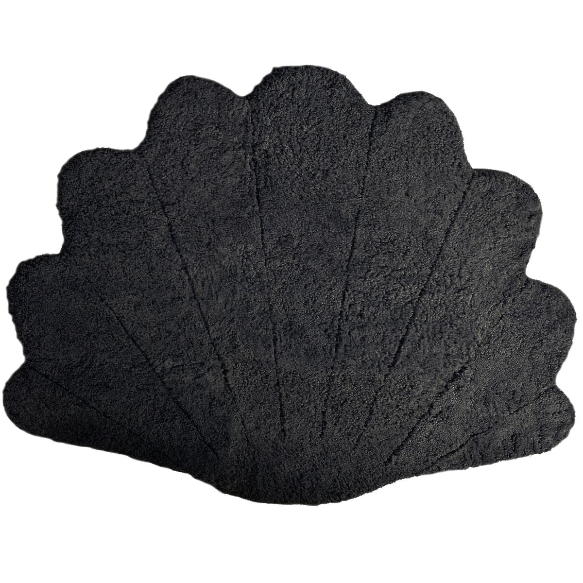 Short Wool Curly Sheepskin Shell Design Rug | 83x59 in Black