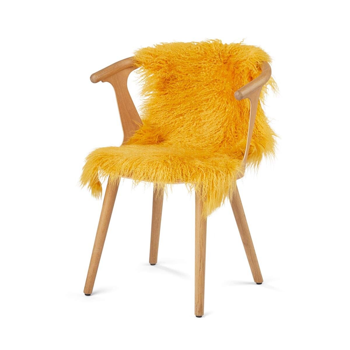 Tibetan Sheepskin | Curly | 33x20 in Mustard Yellow