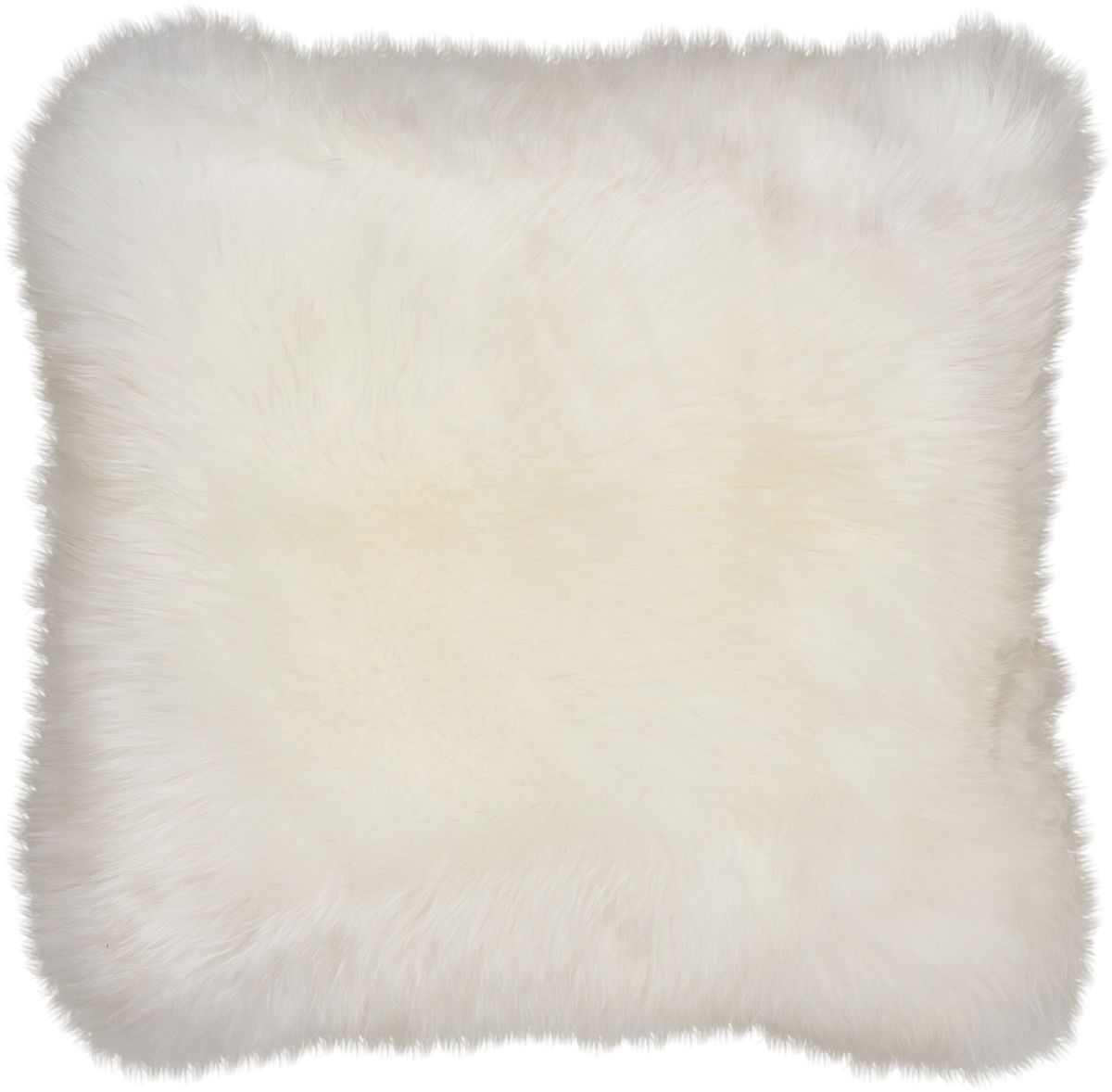 Long-Wool Sheepskin Cushion | LW | Leather backing Ivory