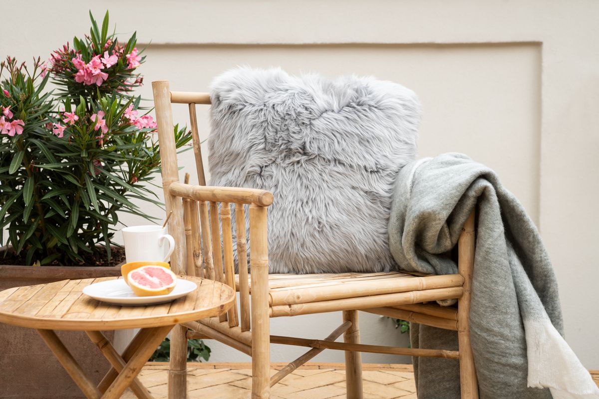 Throw of Mohair Wool | 51x67 in Light Grey