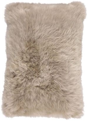 Long-Wool Sheepskin Cushion | 16x24 in Taupe