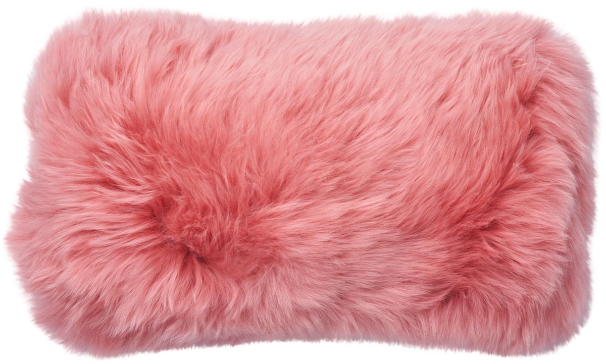 Long-Wool Sheepskin Cushion | Doublesided | New Zealand | 10x20 in Coral Peach