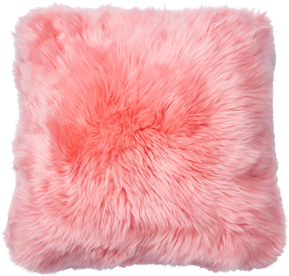 Long-Wool Sheepskin Cushion | Doublesided | New Zealand | 18x18 in Coral Pink