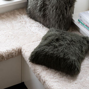 Curly Sheepskin Cushion | Doublesided | 22x22 in | 16x16 in Arctic Sunrise