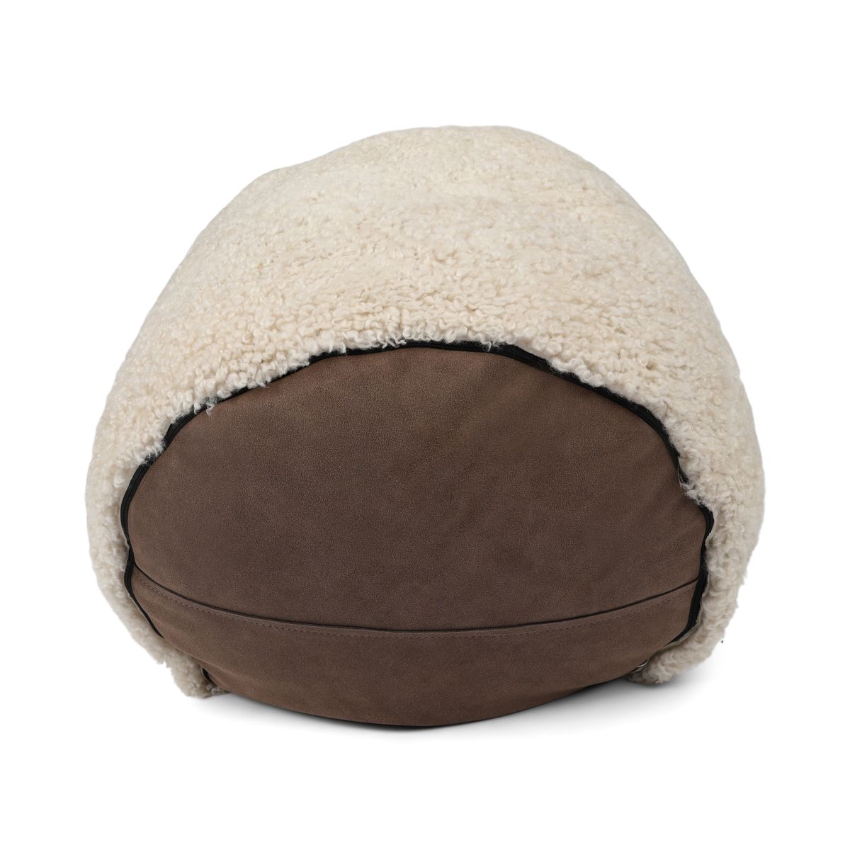 Short Wool Curly Sheepskin Pouf Pearl