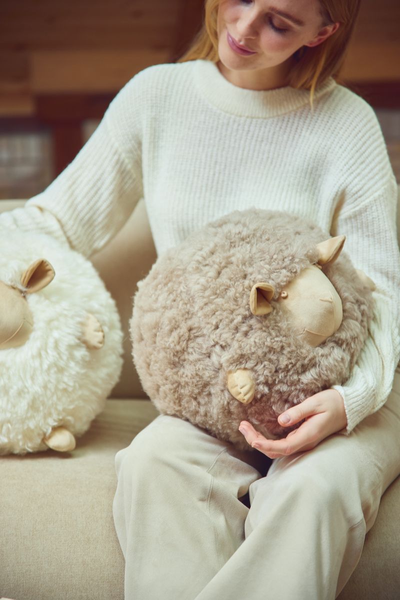 Cute Sheep Cushion | D8 in | D11 in | D13,5 in Taupe