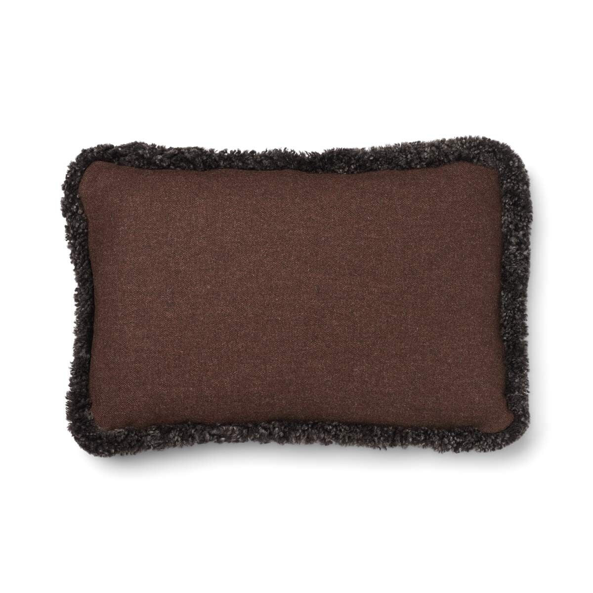 Short-Wool Sheepskin Cushion | SW trim | 20x20 in | 13x20 in Brown/Cappuccino