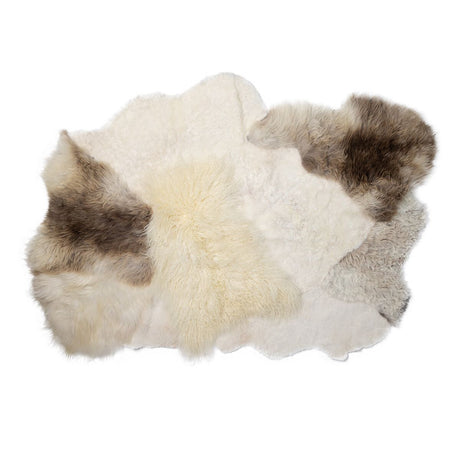 Long Wool / Short Wool Sheepskin Design Rug  Natural Beige/Mix