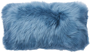 Long-Wool Sheepskin Cushion | Doublesided | New Zealand | 25x50 cm Coral Blue
