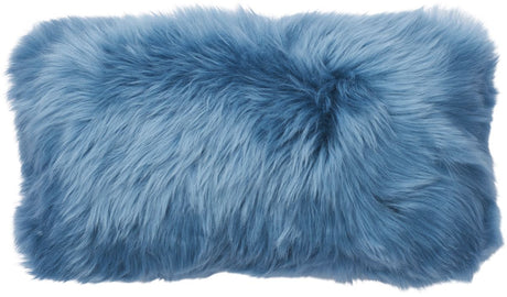 Long-Wool Sheepskin Cushion | Doublesided | New Zealand | 25x50 cm Coral Blue