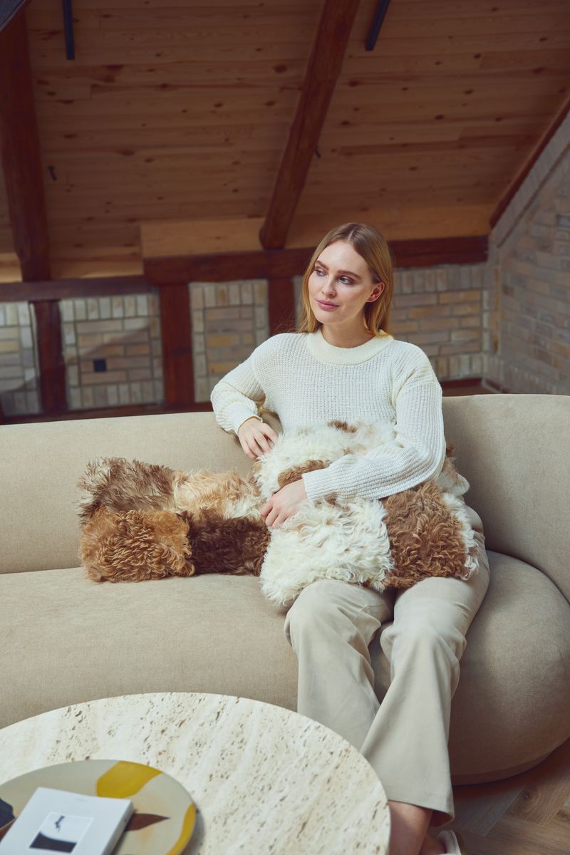 Tigrado Lamb Cushion | Doublesided  Brown/Beige Mix