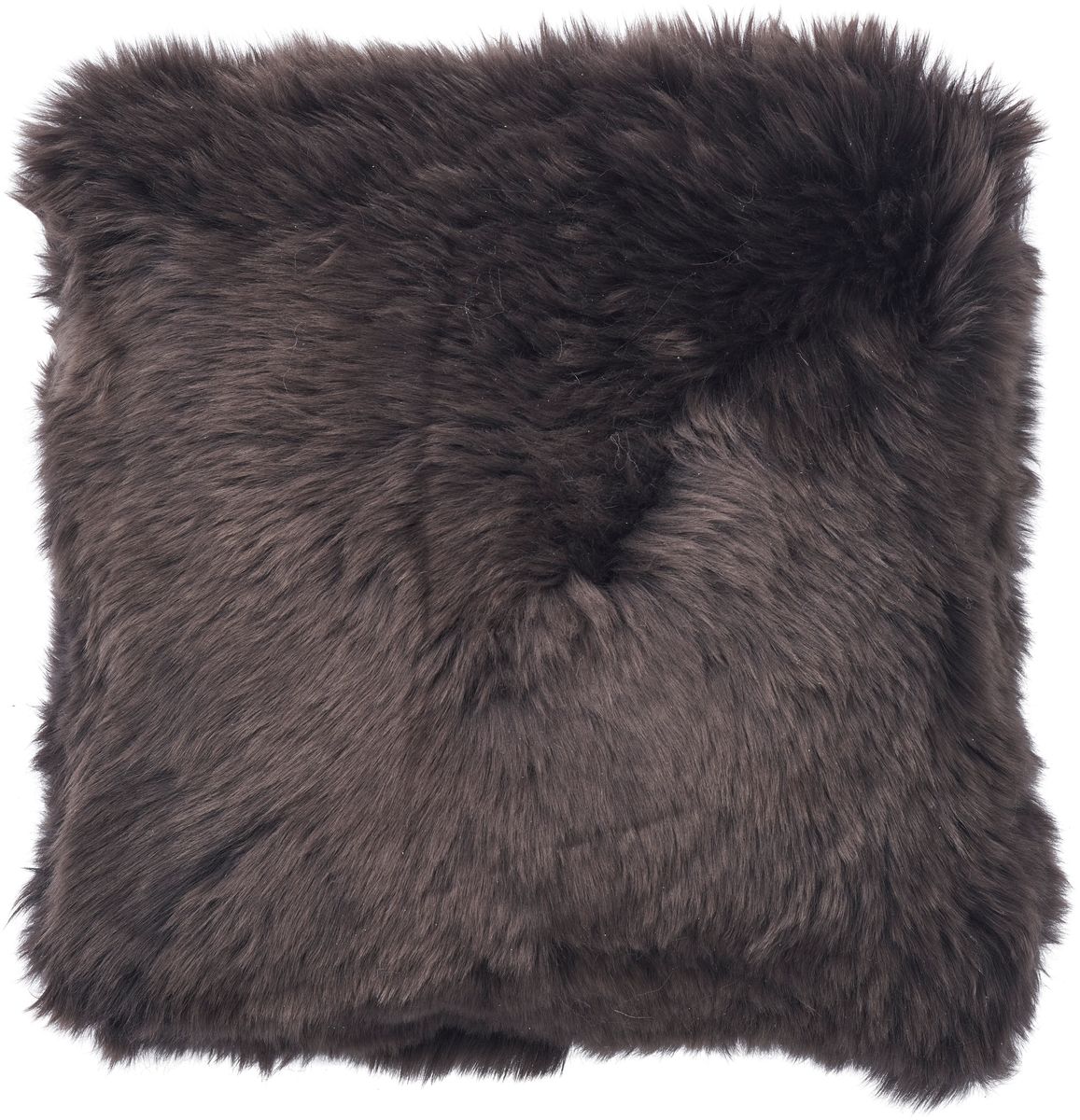 Long-Wool Sheepskin Cushion | Doublesided | New Zealand | 18x18 in Walnut