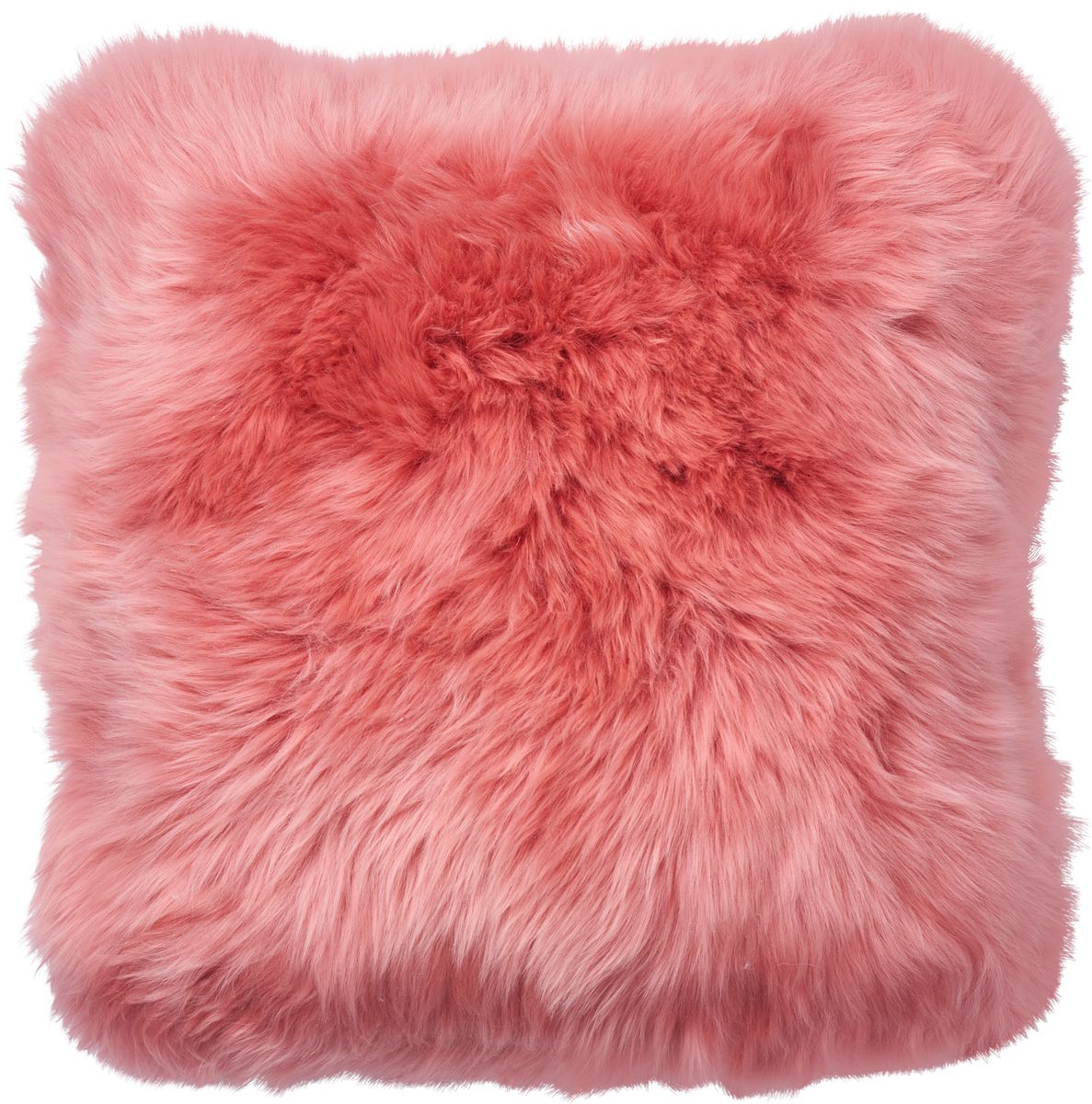 Long-Wool Sheepskin Cushion | Doublesided | New Zealand | 18x18 in Coral Peach