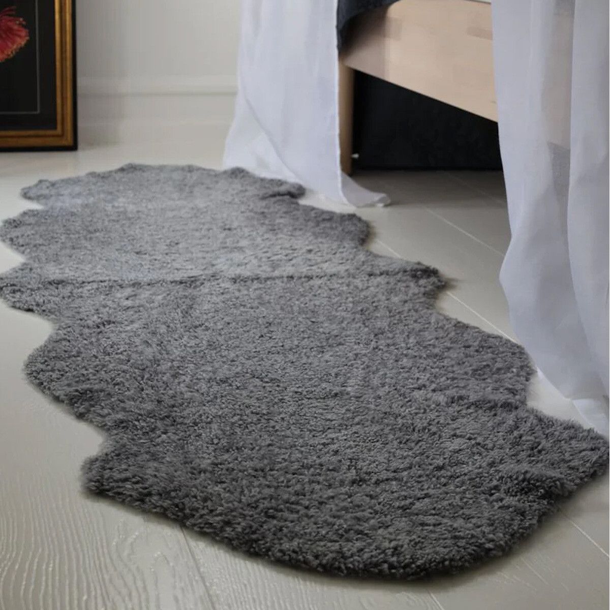 Double Short Wool Merino Sheepskin Rug | Light Grey | 67x24 cm (Bestseller)