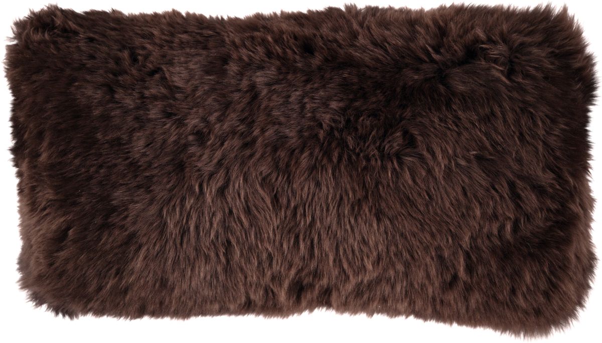 Long-Wool Sheepskin Cushion | Doublesided | New Zealand | 10x20 in Chocolate