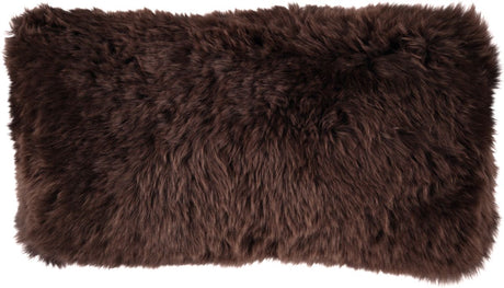 Long-Wool Sheepskin Cushion | Doublesided | New Zealand | 25x50 cm Chocolate