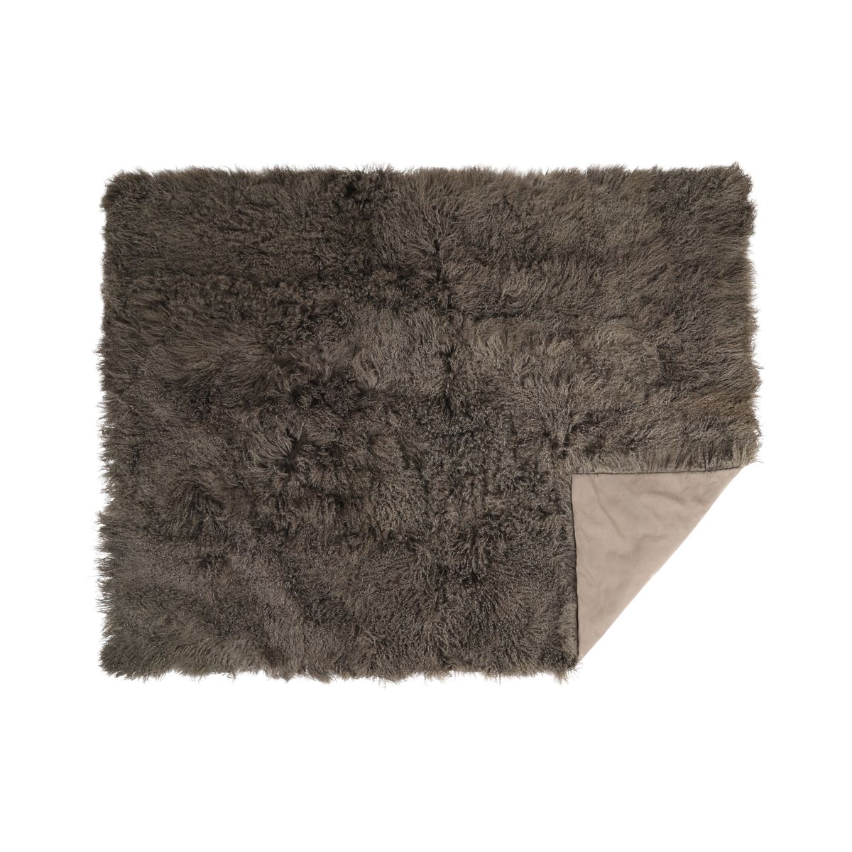 Throw of Curly Sheepskin | 55x71 in Taupe
