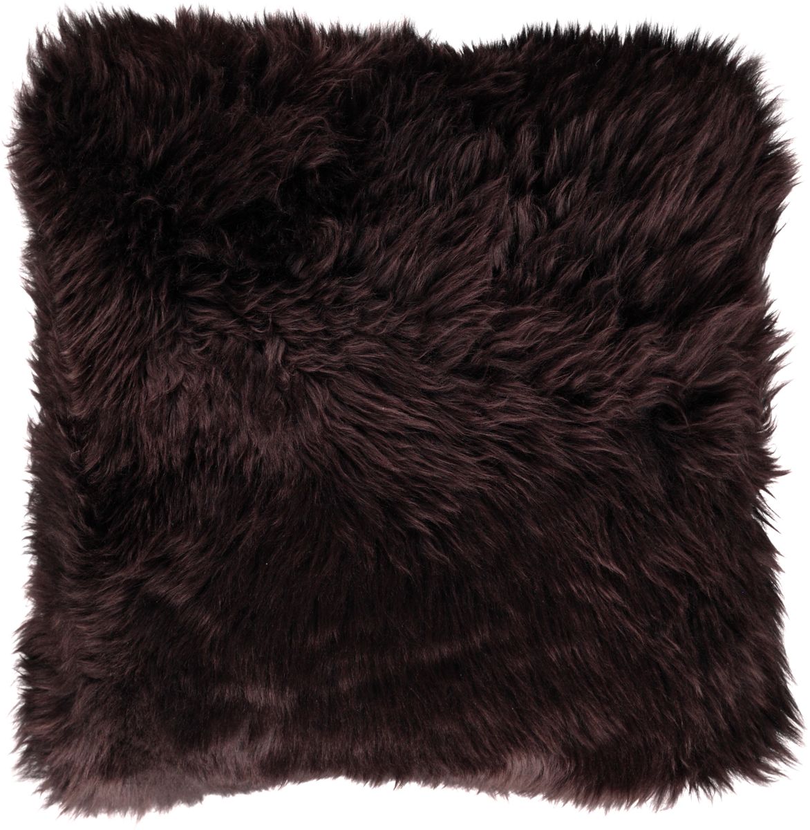 Long-Wool Sheepskin Cushion | Doublesided | New Zealand | 18x18 in Chocolate