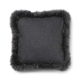 Wool Cushion | LW trim  | 52x52 cm Rock/Steel