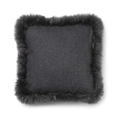 Wool Cushion | LW trim  | 52x52 cm Rock/Steel