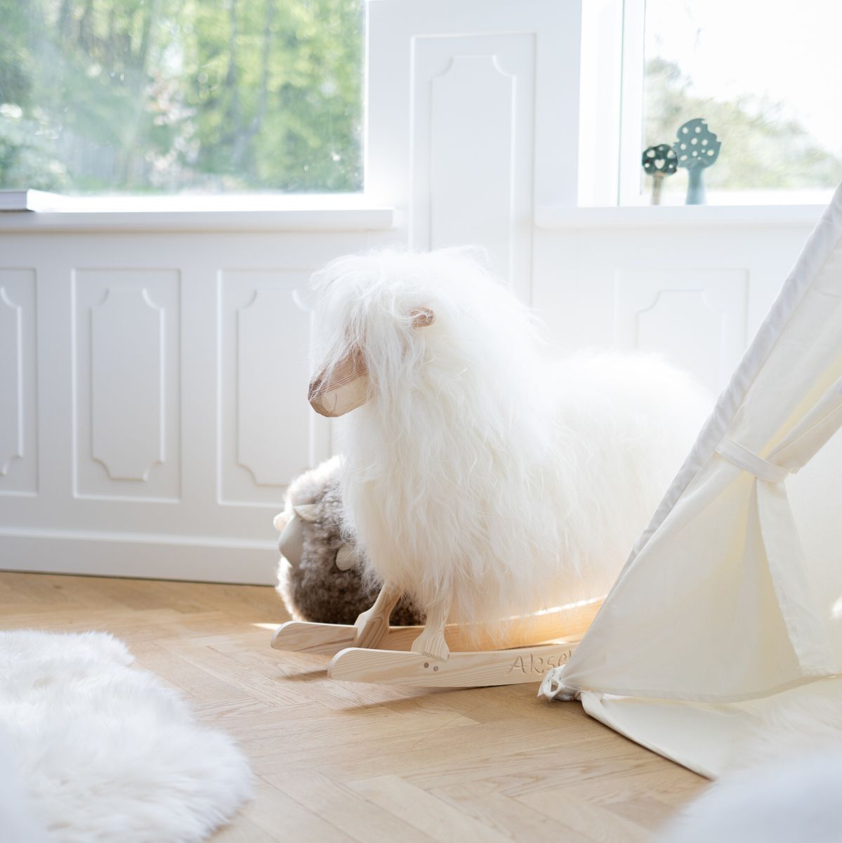 Rocking Sheep | Long Wool | 33x10x24 in | Large Blacky