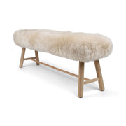 Bench with New Zealand Long Wool Sheepskin | Oak Legs