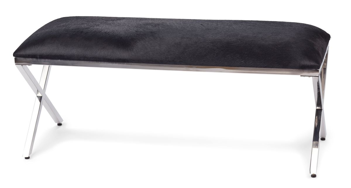 Bench Of Cow Hide | 43x18x18 in Solid Black