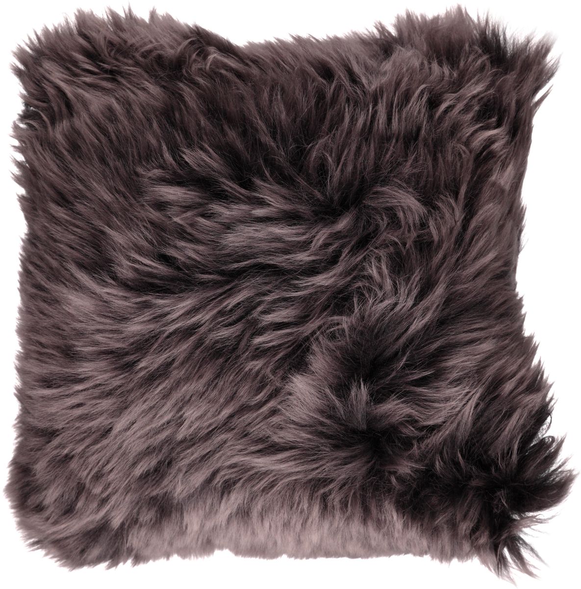 Long-Wool Sheepskin Cushion | 20x20 in Walnut