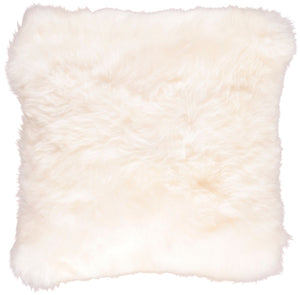 Long-Wool Sheepskin Cushion | 14x14 in Ivory
