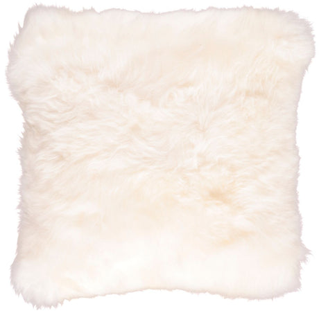 Long-Wool Sheepskin Cushion | 14x14 in Ivory