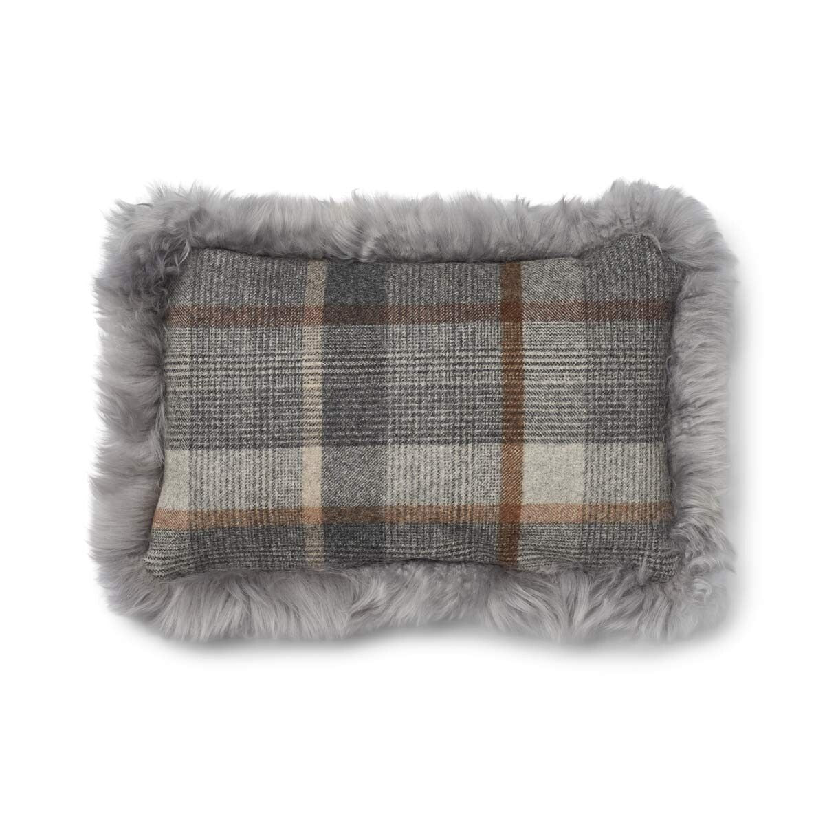 Wool Cushion | Doublesided | LW trim | 20x20 in | 13x20 in Glencheck-Grey/Light Grey
