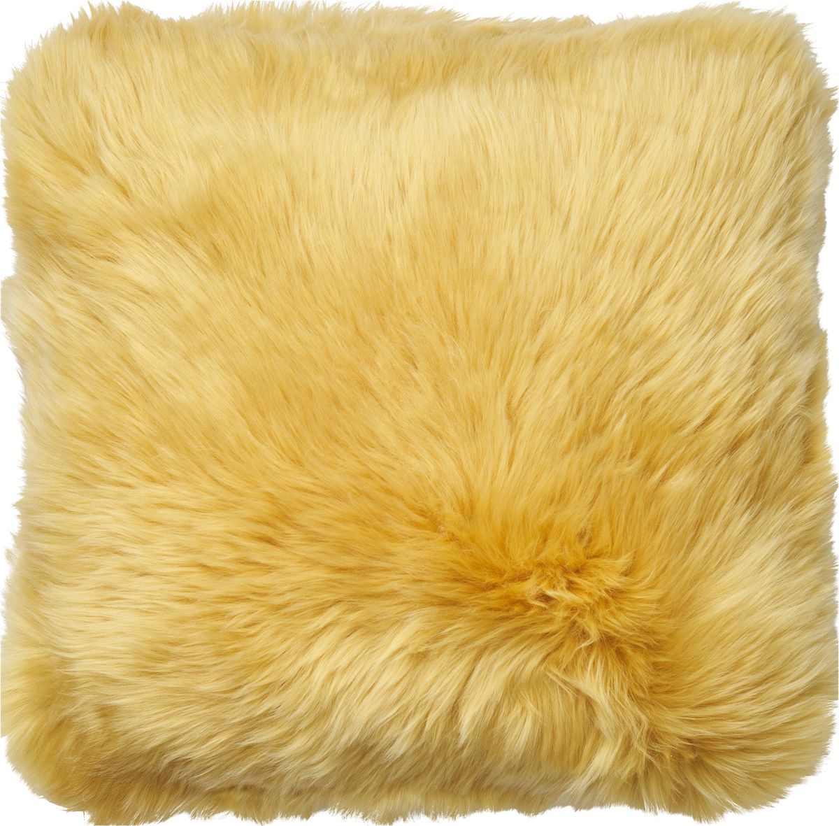 Long-Wool Sheepskin Cushion | Doublesided | New Zealand | 18x18 in Coral Yellow