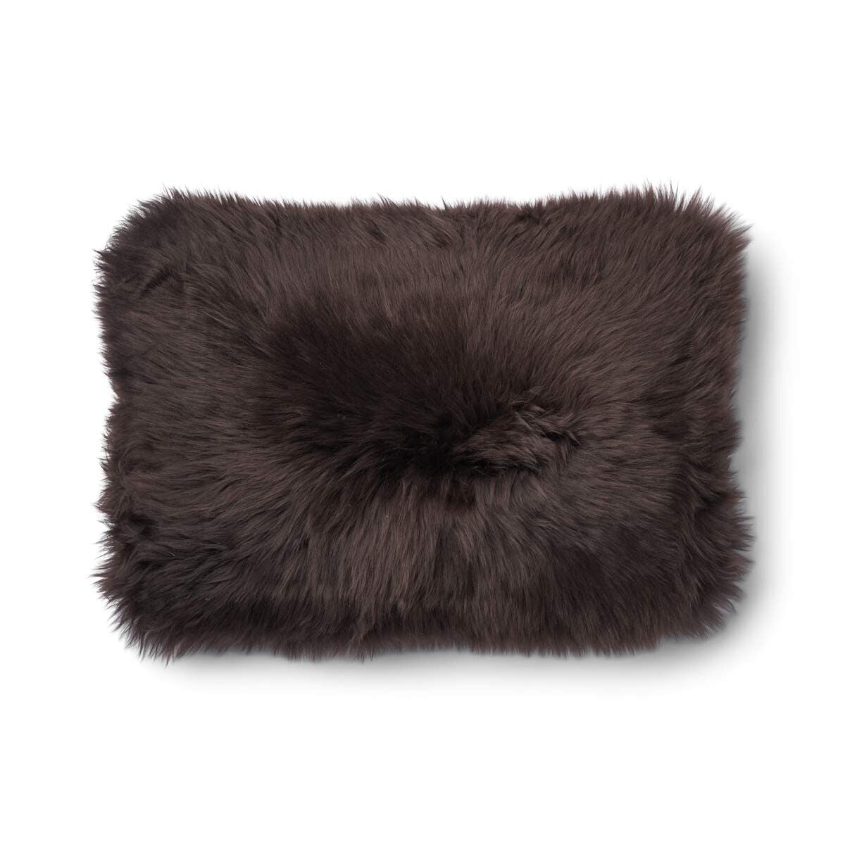 Long-Wool Sheepskin Cushion | 20x20 in | 13x20 in Brown/Chocolate