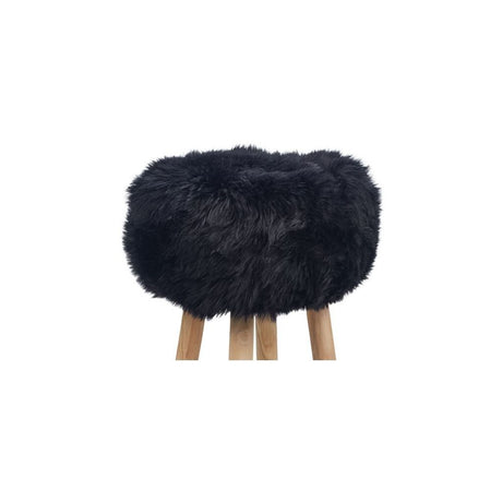 Long Wool Stool Cover Black