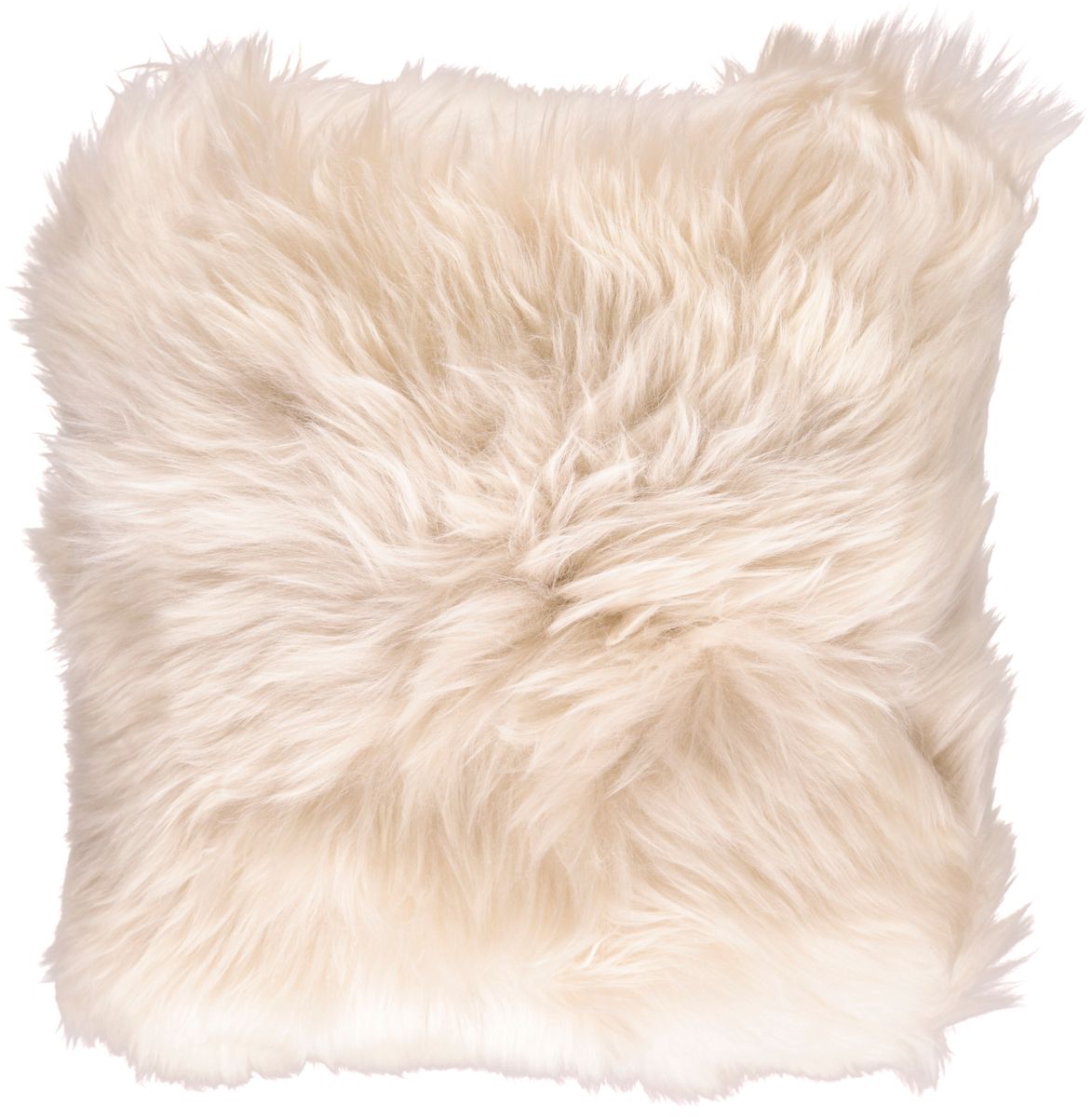 Long-Wool Sheepskin Cushion | LW | Leather backing Linen