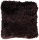 Long-Wool Sheepskin Cushion | 14x14 in Chocolate