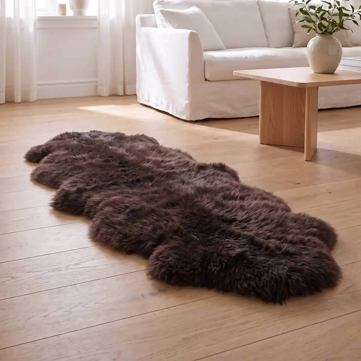 Merino Double Sheepskin | Long Wool | 67x24 in Chocolate