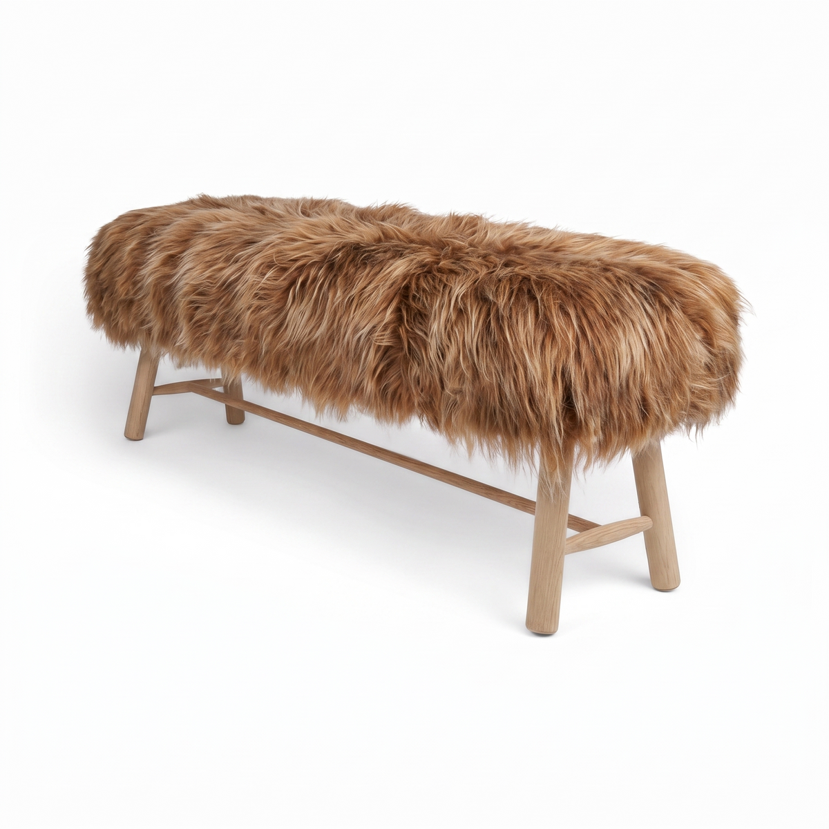 Bench with Icelandic Sheepskin | Oak Legs Rusty Brown