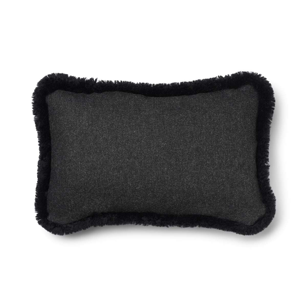 Short-Wool Sheepskin Cushion | SW trim | 20x20 in | 13x20 in Charcoal/Black