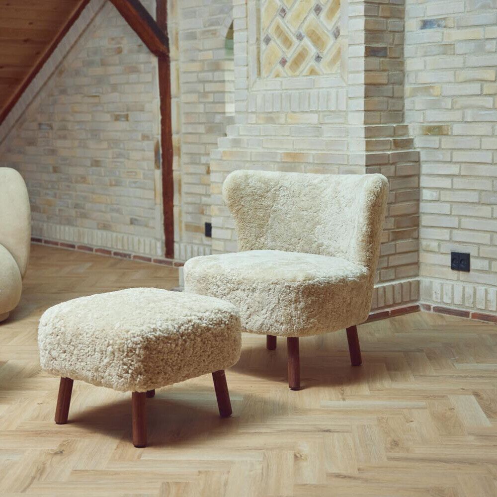 Emily Foot Rest | Short Wool Anthracite